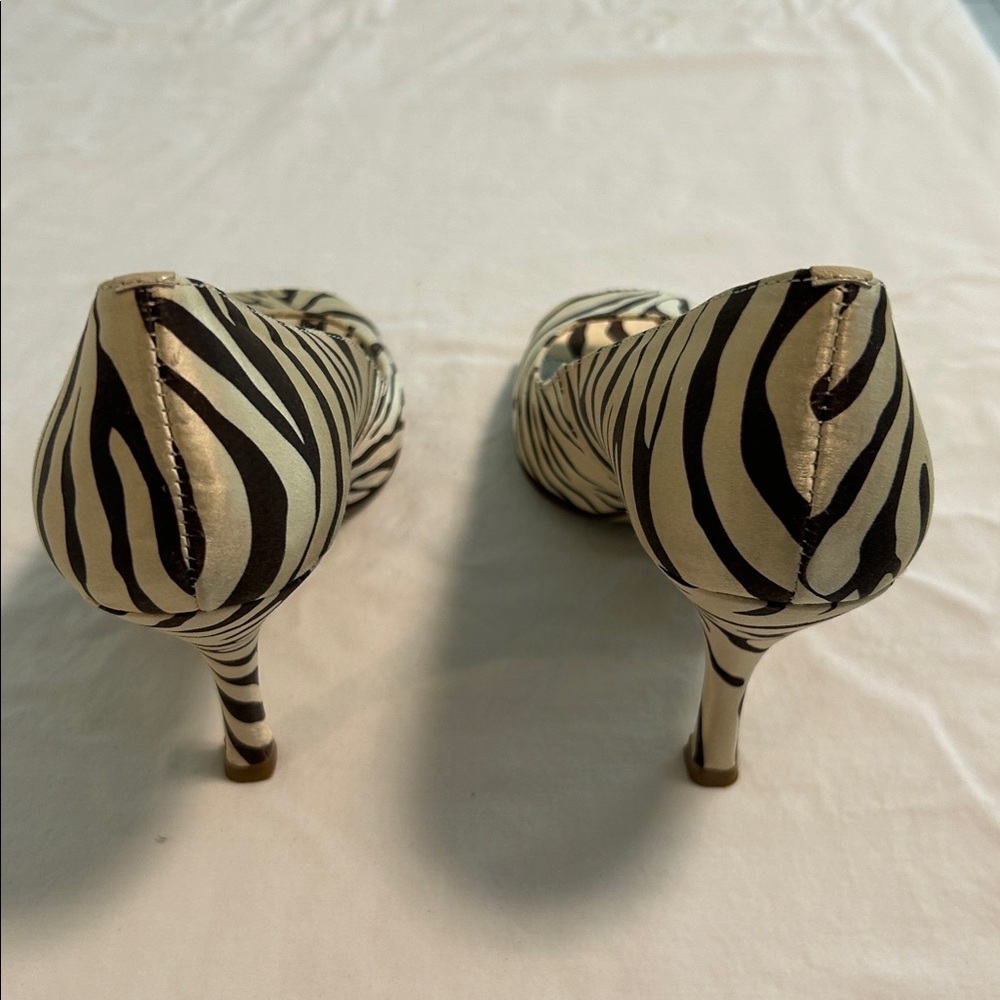 Zebra Print Peep Toe Heels - Picture 4 of 6